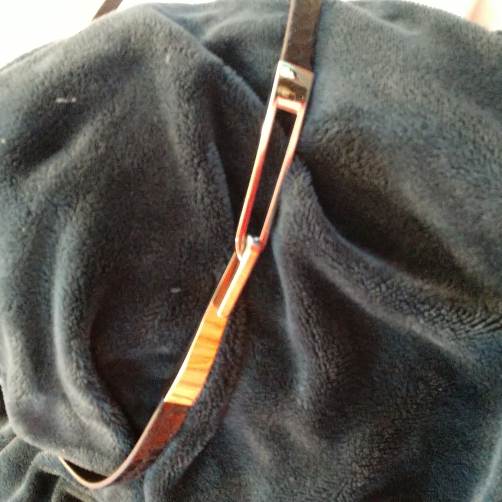 Jones' New York Silver buckel with thin black crockadile belt size 37 inches